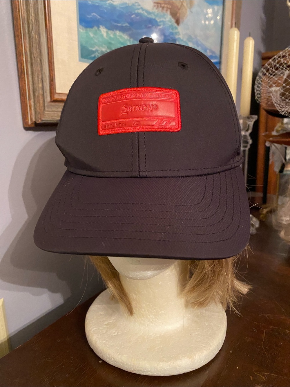 V! Srixon Hat Strapback Navy Blue Outdoors Hiking Sportswear Polyester